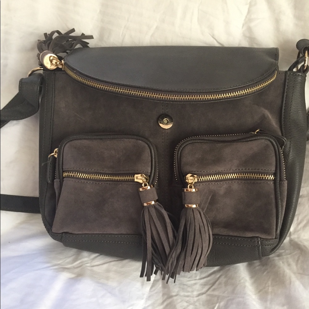 Grey suede and leather purse, like new!